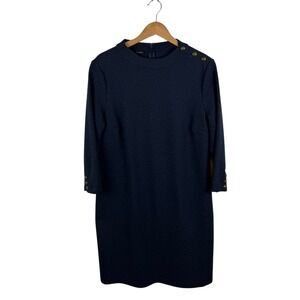 Talbots Shift Dress Large Blue Career Mod Classic Fall Office Neutral Minimalist
